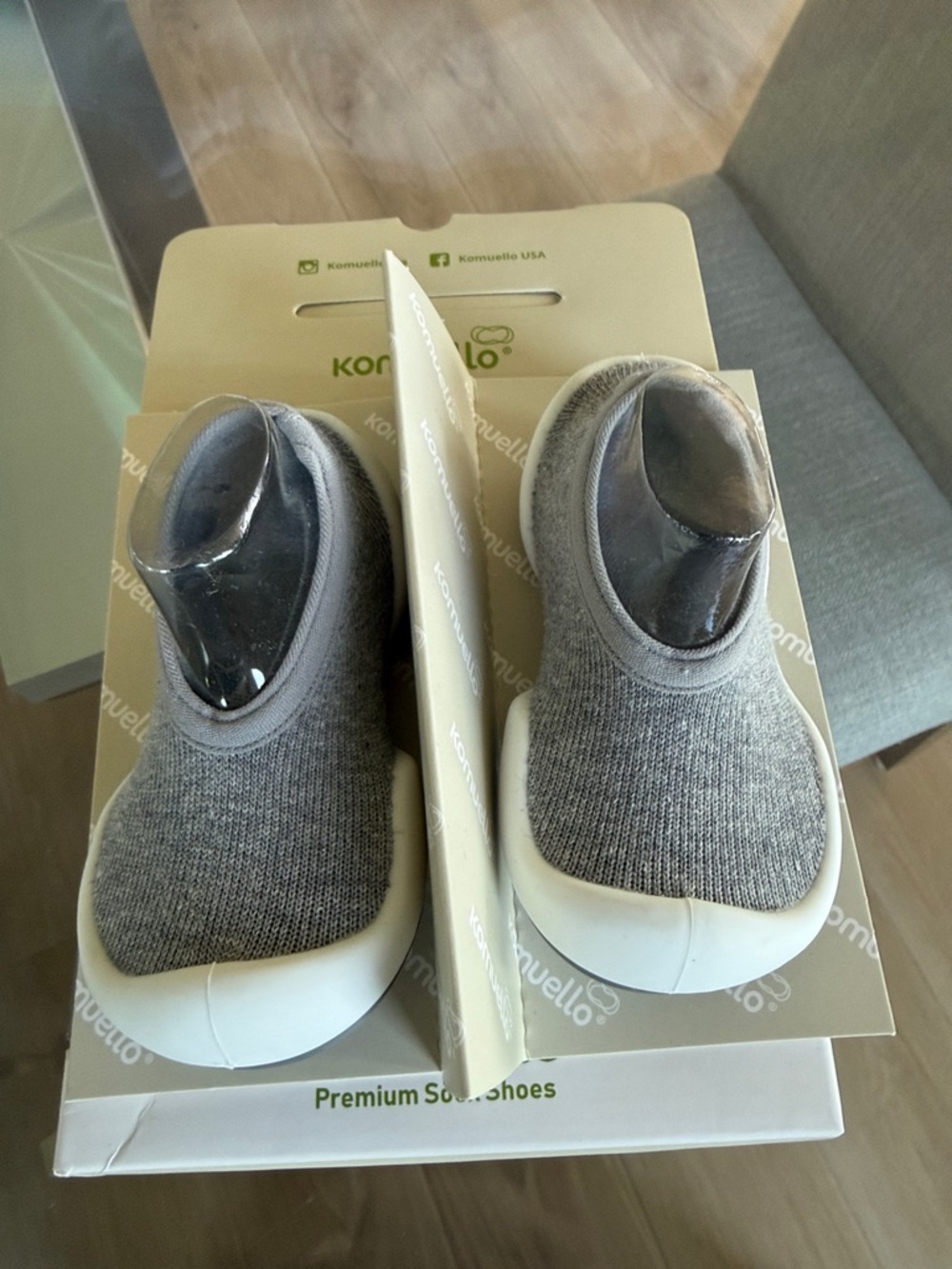 Kids Grey Slip-On Sock Slippers